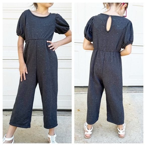 Old Navy Girls Sparkle Grey Jumpsuit  6/7 - Picture 1 of 7